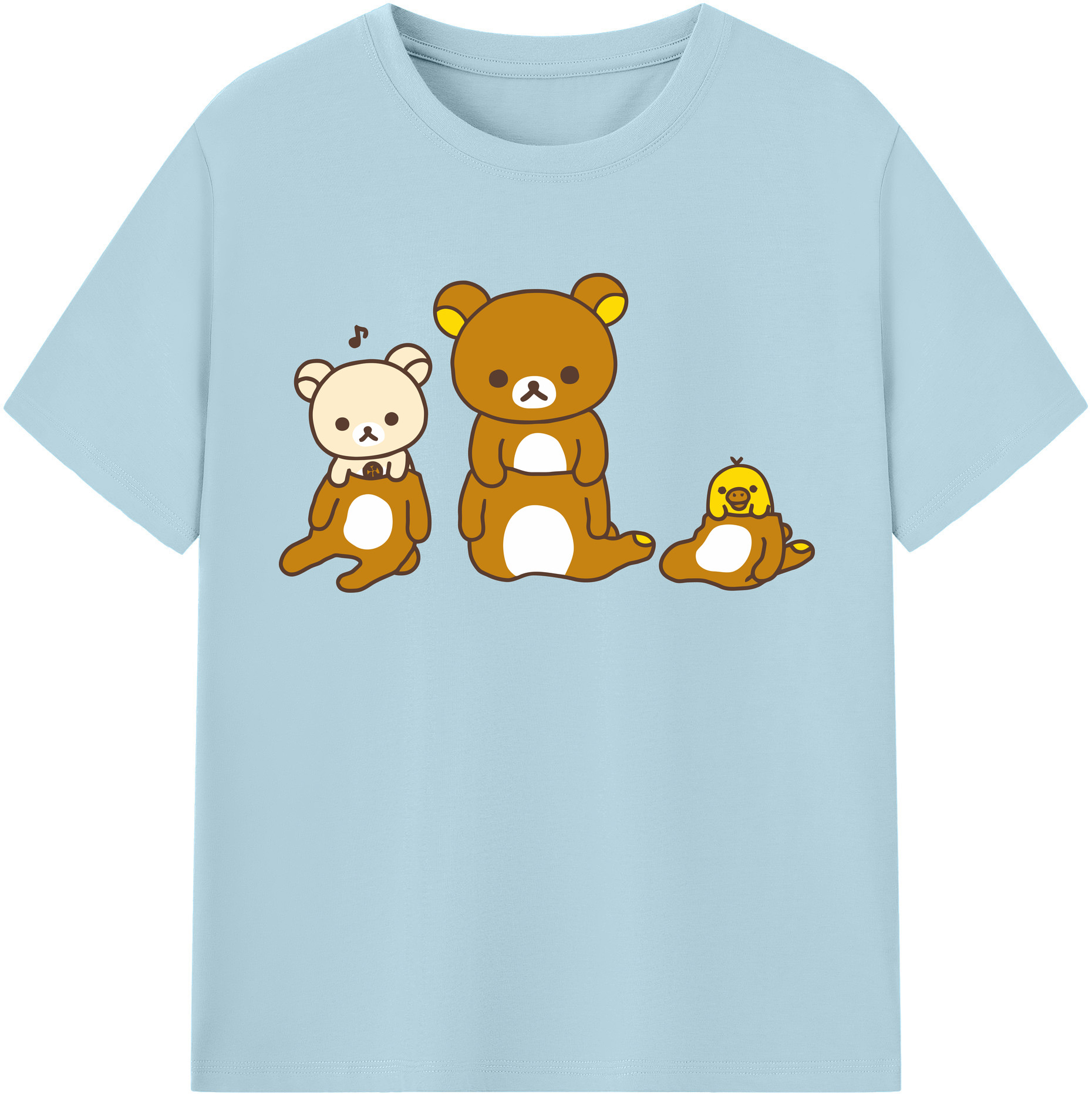 （画像用） リラックマ リラックマ キイロイトリ Rilakkuma Korilakkuma Kiiroitori 綿100％半袖Tシャツ（フロントプリント）